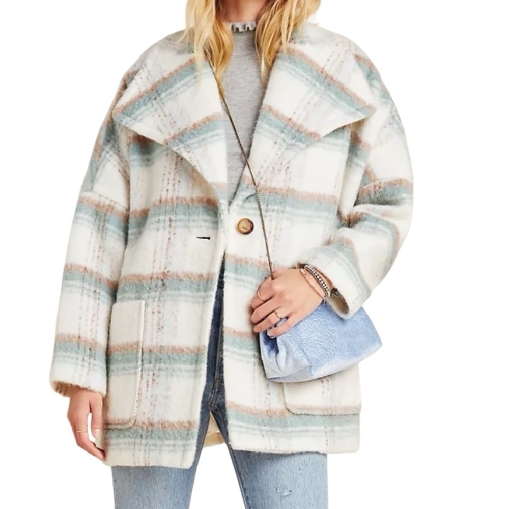 Anthropologie Elsa Plaid Wool blend oversized Shacket
